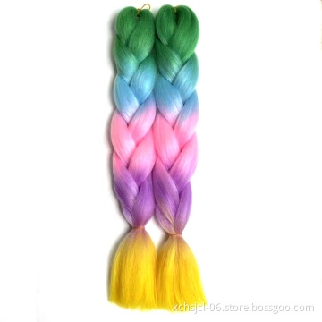 New Color Hot Sale Jumbo Braiding Hair Extensions Braiding Hair Ombre Multiple Tone Colored Synthetic Hair for Girl